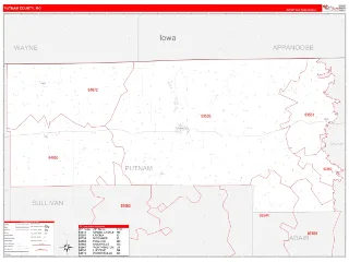 Putnam County, MO RedLine style ZIP Code wall map