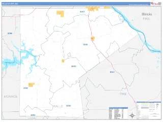 Ralls County, MO Business Reference style ZIP Code wall map