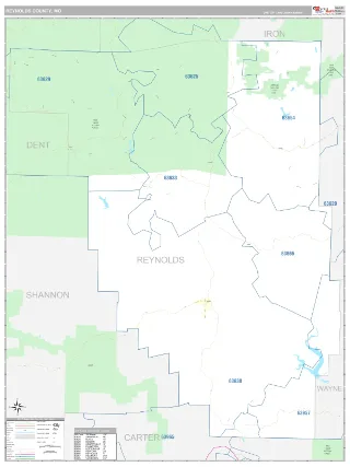 Reynolds County, MO Classic style ZIP Code wall map