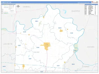 Saline County, MO Business Reference style ZIP Code wall map