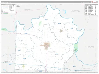 Saline County, MO Classic style ZIP Code wall map