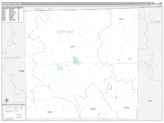 Scotland County, MO Classic style ZIP Code wall map