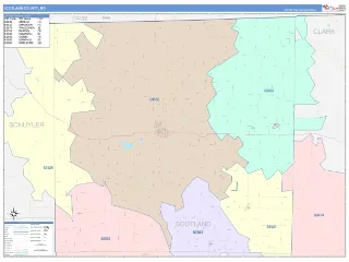 Scotland County, MO ColorCast style ZIP Code wall map