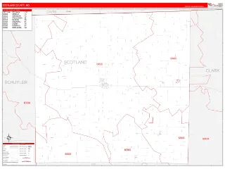 Scotland County, MO RedLine style ZIP Code wall map