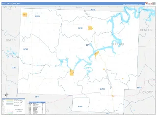 St. Clair County, MO Business Reference style ZIP Code wall map