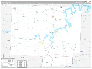 St. Clair County, MO Classic style ZIP Code wall map