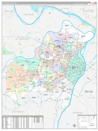 St. Louis County, MO Classic style ZIP Code wall map