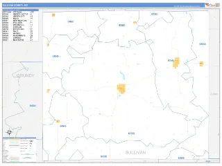 Sullivan County, MO Business Reference style ZIP Code wall map