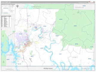Taney County, MO Classic style ZIP Code wall map
