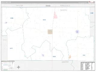 Worth County, MO Classic style ZIP Code wall map