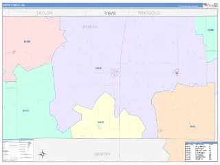 Worth County, MO ColorCast style ZIP Code wall map