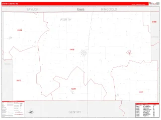 Worth County, MO RedLine style ZIP Code wall map