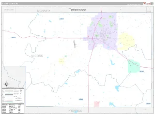 Alcorn County, MS Classic style ZIP Code wall map