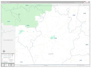 Amite County, MS Classic style ZIP Code wall map