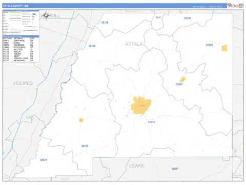 Attala County, MS map