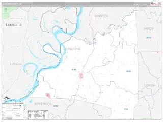 Claiborne County, MS Classic style ZIP Code wall map