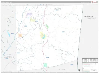 Clarke County, MS Classic style ZIP Code wall map