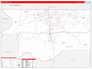DeSoto County, MS RedLine style ZIP Code wall map