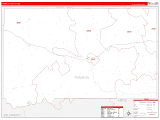 Franklin County, MS RedLine style ZIP Code wall map