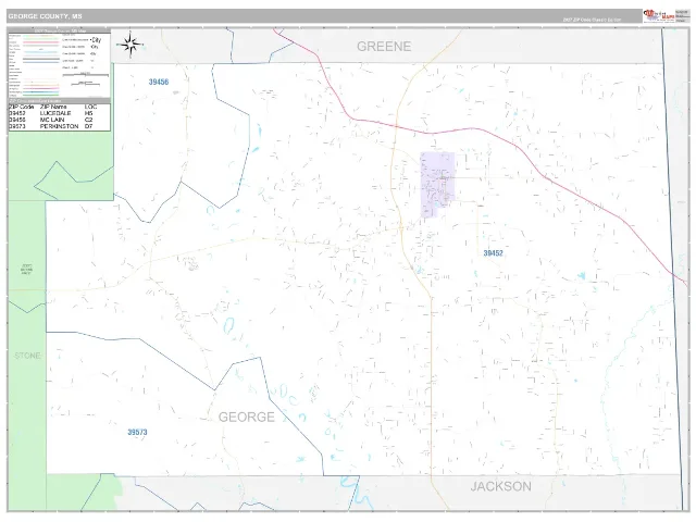 George County, MS ZIP Code Wall Map, Classic style