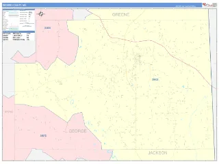 George County, MS ColorCast style ZIP Code wall map