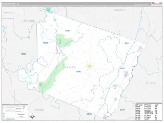 Holmes County, MS Classic style ZIP Code wall map