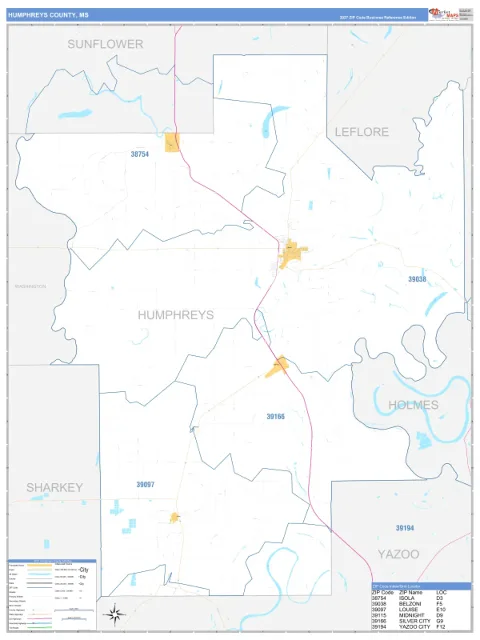 Humphreys County, MS map