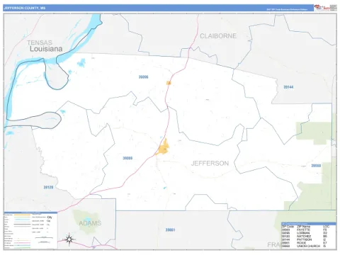 Jefferson County, MS map