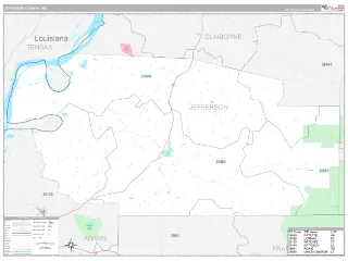 Jefferson County, MS Classic style ZIP Code wall map