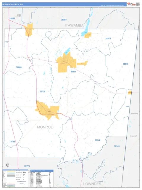 Monroe County, MS map