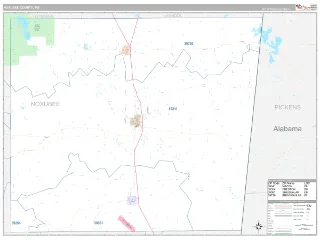 Noxubee County, MS Classic style ZIP Code wall map