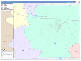 Oktibbeha County, MS ColorCast style ZIP Code wall map