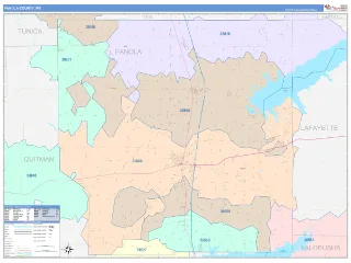 Panola County, MS ColorCast style ZIP Code wall map