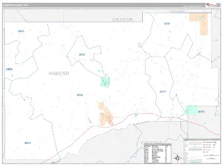 Webster County, MS Classic style ZIP Code wall map