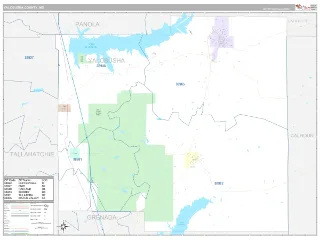 Yalobusha County, MS Classic style ZIP Code wall map