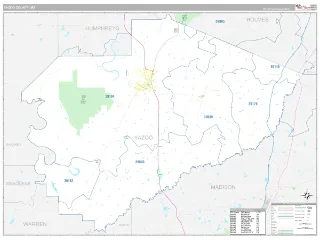 Yazoo County, MS Classic style ZIP Code wall map
