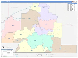 Big Horn County, MT ColorCast style ZIP Code wall map