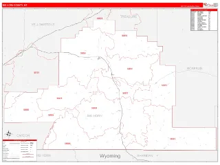 Big Horn County, MT RedLine style ZIP Code wall map