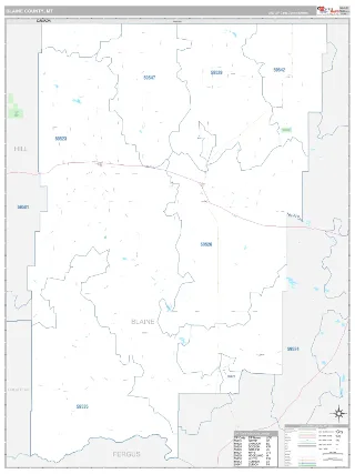 Blaine County, MT Classic style ZIP Code wall map