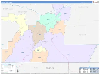 Carbon County, MT ColorCast style ZIP Code wall map