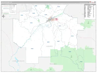 Cascade County, MT Classic style ZIP Code wall map