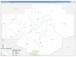 Chouteau County, MT Business Reference style ZIP Code wall map