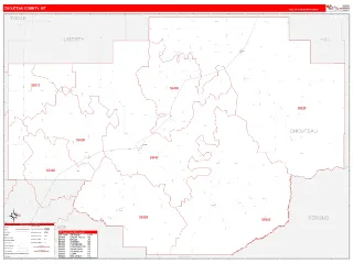 Chouteau County, MT RedLine style ZIP Code wall map