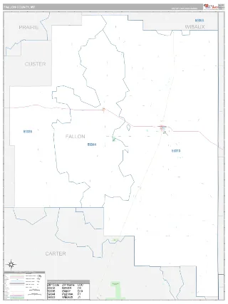 Fallon County, MT Classic style ZIP Code wall map