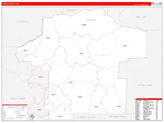 Fergus County, MT RedLine style ZIP Code wall map