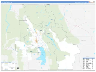 Flathead County, MT Business Reference style ZIP Code wall map