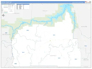 Garfield County, MT Business Reference style ZIP Code wall map