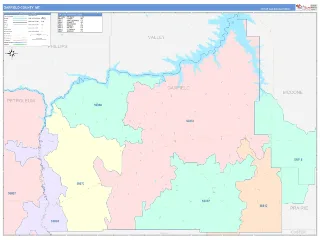 Garfield County, MT ColorCast style ZIP Code wall map