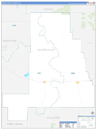 Golden Valley County, MT Business Reference style ZIP Code wall map