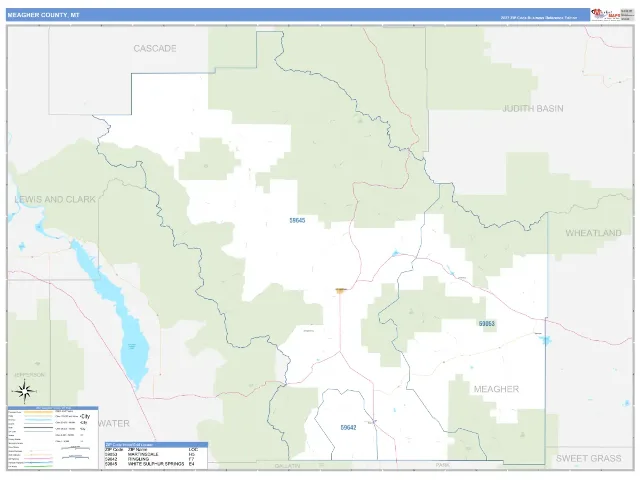 Meagher County, MT ZIP Code Wall Map, Business Reference style